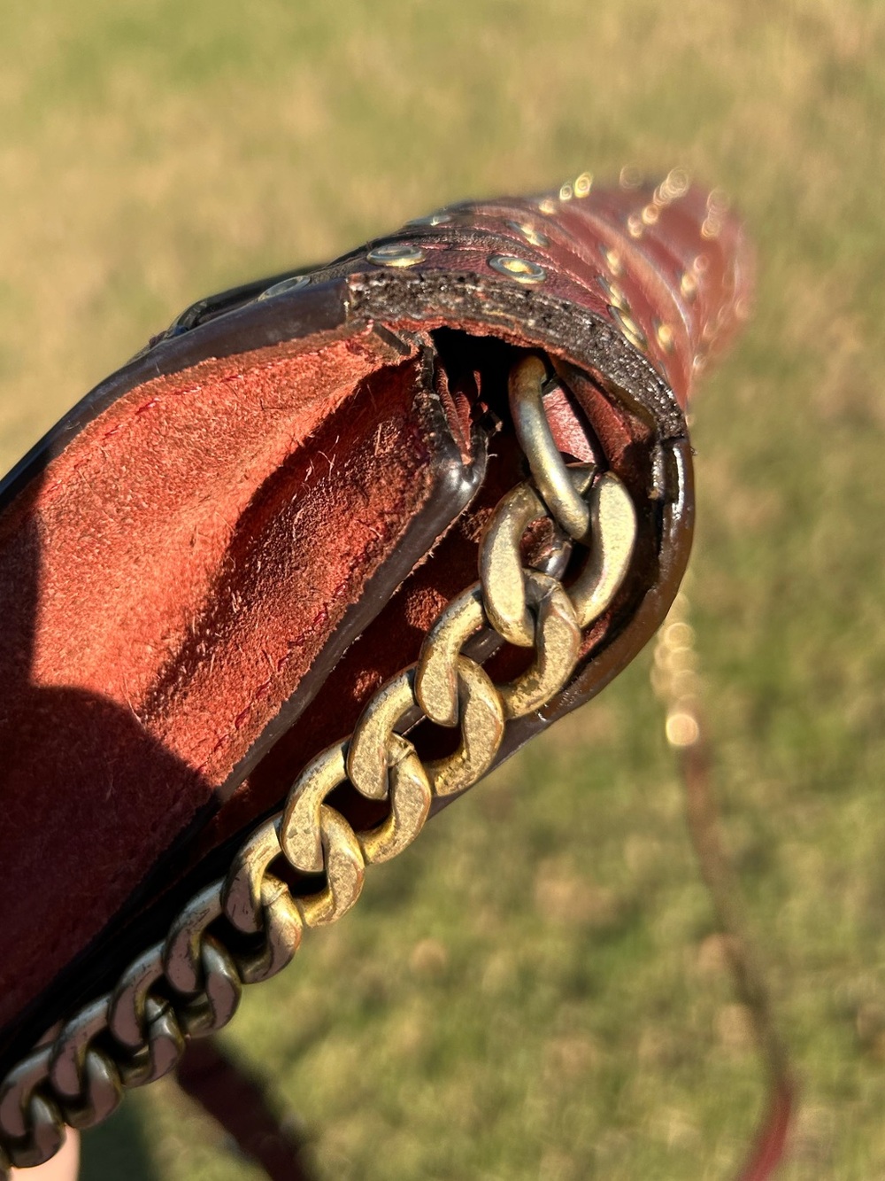 Vintage Michael  Kors Astor Rust/Burnt Orange Leather & Suede Grommet Chain - Picture 15 of 15